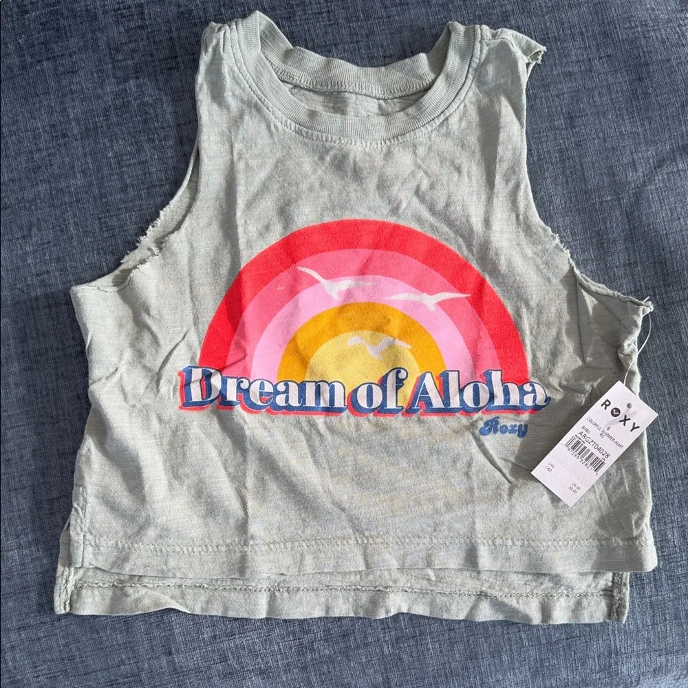 🆕 Roxy Green 'Dream of Aloha' “Cut Off” Tank Top - Picture 2 of 4